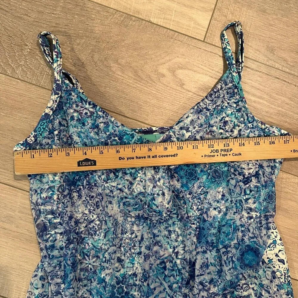 SUNSETS WOMENS BLUE TANKINI BATHING SUIT TOP 38D